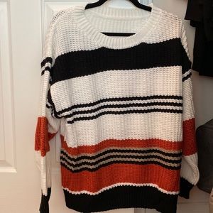 Striped oversized crew neck sweater